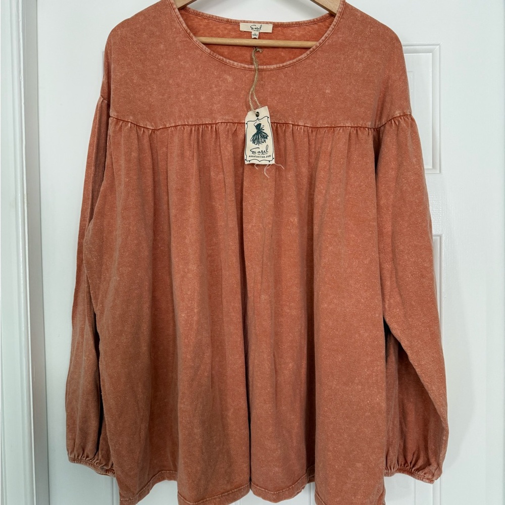 NWT Easel mineral wash baby doll long sleeve size large